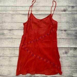 Victoria’s Secret Red Sheer Embroidered Sexy Babydoll Chemise Lingerie Medium
